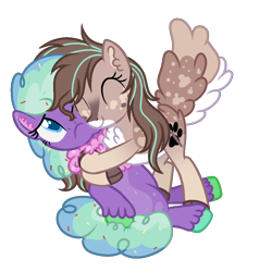 Size: 1000x1000 | Tagged: safe, artist:mintoria, imported from derpibooru, oc, oc only, oc:sprinkle, earth pony, pony, augmented tail, cloven hooves, female, hug, mare, simple background, transparent background