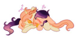 Size: 982x513 | Tagged: safe, artist:bat-b0y, artist:themisslittledevil, artist:your-cup, imported from derpibooru, oc, oc only, oc:honey bug, oc:saya, changedling, changeling, pony, base used, cuddling, female, simple background, transparent background