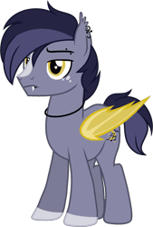 Size: 1291x1912 | Tagged: safe, artist:crystalponyart7669, imported from derpibooru, oc, oc only, oc:lunar note, bat pony, pony, colored wings, ear piercing, earring, jewelry, male, piercing, simple background, solo, stallion, transparent background