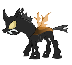 Size: 550x500 | Tagged: safe, artist:ashidaru, imported from derpibooru, changeling, brown changeling, fangs, simple background, snarling, solo, transparent background