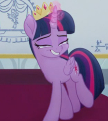 Size: 394x444 | Tagged: safe, imported from derpibooru, screencap, twilight sparkle, alicorn, pony, my little pony: the movie, adorkable, crown, cute, dork, faic, female, grin, jewelry, looking at you, magic, magic glow, midblink, regalia, smiling, solo, twilight sparkle (alicorn)