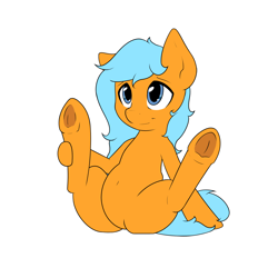 Size: 2500x2500 | Tagged: safe, artist:blueblaze95, imported from derpibooru, oc, oc only, oc:blueblazer, pony, belly button, featureless crotch, female, frog (hoof), mare, solo, underhoof