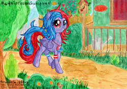 Size: 3499x2453 | Tagged: safe, artist:magnifsunspiration, imported from derpibooru, oc, oc only, oc:erismare magnet, pegasus, pony, female, heterochromia, high res, mare, solo, traditional art, watercolor painting