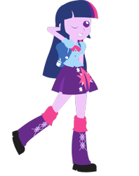 Size: 834x1054 | Tagged: safe, artist:eduardonunes109, imported from derpibooru, twilight sparkle, alicorn, equestria girls, backpack, clothes, cute, female, leg warmers, one eye closed, pleated skirt, pointy people, shoes, simple background, skirt, solo, transparent background, twiabetes, twilight sparkle (alicorn), wink