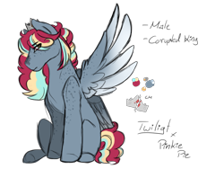 Size: 1600x1200 | Tagged: safe, artist:jaysey, imported from derpibooru, oc, oc only, pegasus, pony, crown, jewelry, magical lesbian spawn, male, offspring, parent:pinkie pie, parent:twilight sparkle, parents:twinkie, regalia, simple background, solo, spread wings, stallion, transparent background, wings