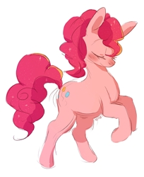 Size: 1044x1280 | Tagged: safe, artist:cherivinca, imported from derpibooru, pinkie pie, earth pony, pony, cute, diapinkes, eyes closed, female, mare, rearing, simple background, solo, white background