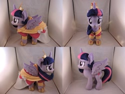 Size: 1597x1199 | Tagged: safe, artist:little-broy-peep, imported from derpibooru, twilight sparkle, twilight sparkle (alicorn), alicorn, pony, big crown thingy, clothes, coronation dress, dress, irl, jewelry, photo, plushie, regalia, solo