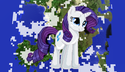 Size: 1440x838 | Tagged: safe, artist:catawump, artist:theunknown644, imported from derpibooru, rarity, pony, unicorn, 3d, crossover, female, game screencap, minecraft, minecraft pixel art, pixel art, solo