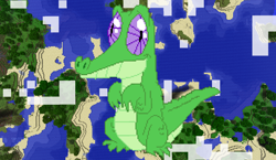 Size: 1440x838 | Tagged: safe, artist:atomicgreymon, artist:theunknown644, imported from derpibooru, gummy, alligator, 3d, crossover, game screencap, male, minecraft, minecraft pixel art, pixel art, solo