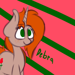 Size: 1000x1000 | Tagged: safe, artist:claudearts, imported from derpibooru, oc, oc only, oc:debra rose, pony, unicorn, butt freckles, cute, eyestrain warning, flower, freckles, rose, solo