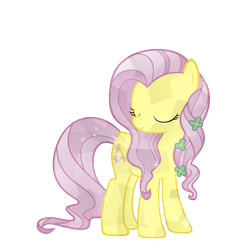 Size: 6000x6143 | Tagged: safe, artist:sairoch, imported from derpibooru, fluttershy, crystal pony, pegasus, pony, the crystal empire, .svg available, absurd resolution, crystal fluttershy, crystallized, female, flower, flower in hair, inkscape, simple background, solo, transparent background, vector, vector trace