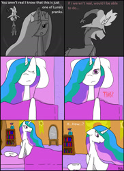 Size: 1600x2200 | Tagged: safe, artist:necrokuma, imported from derpibooru, princess celestia, oc, comic:the relic of disharmony, alternate timeline, comic series, original art