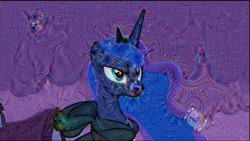 Size: 640x360 | Tagged: safe, edit, edited screencap, imported from derpibooru, screencap, princess luna, alicorn, pony, luna eclipsed, cute, deepdream, female, mare, solo