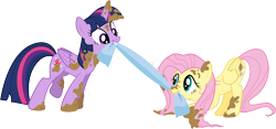 Size: 8842x4136 | Tagged: safe, artist:silentmatten, imported from derpibooru, fluttershy, twilight sparkle, alicorn, castle sweet castle, .ai available, .zip file at source, absurd resolution, mud, muddy, simple background, transparent background, twilight sparkle (alicorn), vector