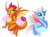 Size: 2732x2048 | Tagged: safe, artist:sacredroses-art, imported from derpibooru, ocellus, smolder, changedling, changeling, dragon, school daze, dragoness, duo, duo female, female, simple background, white background