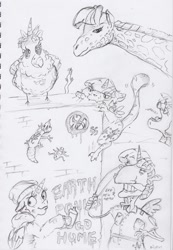 Size: 1685x2429 | Tagged: safe, artist:dilarus, deleted from derpibooru, imported from derpibooru, twilight sparkle, alicorn, bird, cat, giraffe, human, lizard, snake, spider, comic:the many faces of twilight sparkle, clothes, graffiti, hoodie, meme, nigel thornberry, racism, species swap, traditional art, twilight sparkle (alicorn)
