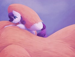 Size: 1280x962 | Tagged: safe, artist:smallhorses, imported from derpibooru, applejack, rarity, female, lesbian, macro, micro, rarijack, shipping, size difference, unshorn fetlocks