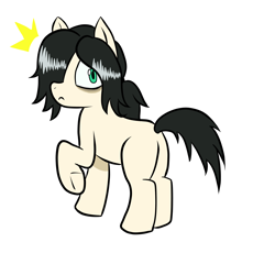 Size: 3000x3000 | Tagged: safe, artist:scraggleman, imported from derpibooru, oc, oc only, oc:floor bored, earth pony, pony, female, hair over one eye, looking at you, looking back, looking back at you, mare, raised hoof, rear view, simple background, solo, white background