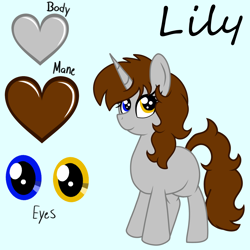 Size: 3000x3000 | Tagged: safe, artist:chelseawest, imported from derpibooru, oc, oc only, oc:lily, pony, unicorn, female, filly, heterochromia, high res, reference sheet, solo