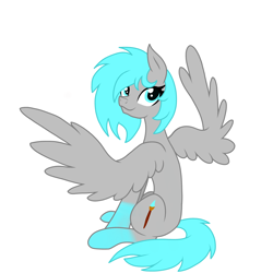 Size: 3000x3000 | Tagged: safe, artist:chelseawest, imported from derpibooru, oc, oc only, oc:aqua pastel, pegasus, pony, female, high res, mare, simple background, sitting, solo, white background