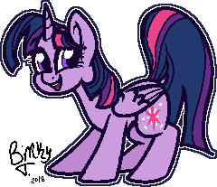 Size: 240x207 | Tagged: safe, artist:binkyt11, imported from derpibooru, twilight sparkle, alicorn, pony, cute, female, looking back, mare, pixel art, simple background, solo, transparent background, twilight sparkle (alicorn), white outline