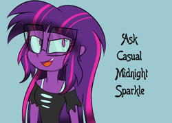 Size: 900x643 | Tagged: safe, artist:wubcakeva, imported from derpibooru, sci-twi, twilight sparkle, equestria girls, causal midnight sparkle, clothes, female, glasses, long hair, midnight sparkle, simple background, smiling, solo