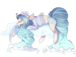 Size: 1024x768 | Tagged: safe, artist:akiiichaos, imported from derpibooru, oc, oc only, original species, pond pony, pony, clothes, cloud, female, prone, simple background, sleeping, solo, transparent background
