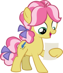 Size: 4147x4781 | Tagged: safe, artist:ironm17, imported from derpibooru, kettle corn, earth pony, pony, marks and recreation, absurd resolution, female, happy, paper, reading, simple background, solo, transparent background, vector