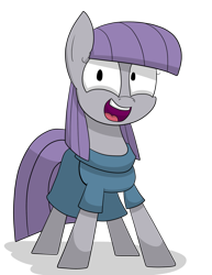 Size: 923x1197 | Tagged: safe, artist:moonatik, imported from derpibooru, maud pie, earth pony, pony, clothes, context in description, description is relevant, dress, female, irrational exuberance, looking at you, out of character, simple background, smiling, solo, transparent background, wat