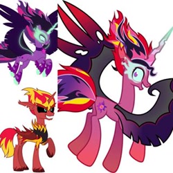 Size: 320x320 | Tagged: safe, imported from derpibooru, sci-twi, sunset shimmer, twilight sparkle, alicorn, pony, equestria girls, equestria girls ponified, fusion, midnight sparkle, midnightsatan, ponified, simple background, sunset satan, white background