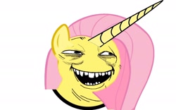 Size: 1920x1200 | Tagged: safe, imported from derpibooru, fluttershy, pony, unicorn, leak, spoiler:g5, bronybait, bust, flutterbitch, fluttershy (g5 concept leak), fluttershy (g5), g5, g5 concept leak style, g5 concept leaks, g5 drama, meme, pekaface