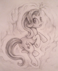 Size: 1440x1762 | Tagged: safe, artist:thebowtieone, imported from derpibooru, starlight glimmer, pony, unicorn, female, glowing horn, grayscale, levitation, looking back, magic, mare, monochrome, pencil drawing, solo, telekinesis, traditional art