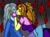 Size: 6600x4875 | Tagged: safe, artist:takrontoxicity, imported from derpibooru, adagio dazzle, trixie, equestria girls, absurd resolution, blushing, duo, eyes closed, female, gradient background, kiss on the lips, kissing, lesbian, requested art, shipping, touching face, triagio