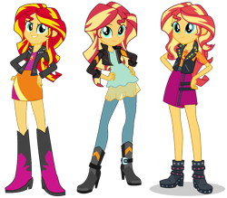 Size: 1189x1041 | Tagged: safe, artist:ryan1942, artist:sugar-loop, imported from derpibooru, sunset shimmer, equestria girls, equestria girls (movie), equestria girls series, friendship games, beautiful, boots, clothes, comparison, crossed arms, cute, female, geode of empathy, hand on hip, high heel boots, inkscape, jacket, leaning, leather jacket, looking at you, moe, ponyscape, shimmerbetes, shoes, simple background, skirt, smiling, smug, smugface, smugset shimmer, solo, transparent background, vector