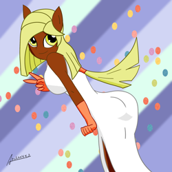 Size: 1800x1800 | Tagged: safe, artist:archooves, imported from derpibooru, oc, oc:xocolatl, equestria girls, clothes, cute, dress, equestria girls-ified, ponied up, tail