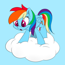 Size: 2020x2000 | Tagged: safe, artist:esfelt, imported from derpibooru, rainbow dash, pegasus, pony, cloud, cute, dashabetes, eyelashes, female, open mouth, simple background, solo