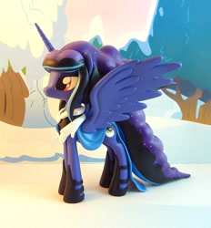 Size: 789x850 | Tagged: safe, artist:krowzivitch, imported from derpibooru, oc, oc only, oc:nocturna, alicorn, pony, alicorn oc, commission, craft, female, figurine, mare, sculpture, snow, solo, winter