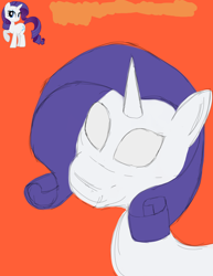 Size: 2136x2761 | Tagged: safe, imported from derpibooru, rarity, pony, unicorn, colored sketch, female, mare, orange background, simple background, solo, thousand yard stare