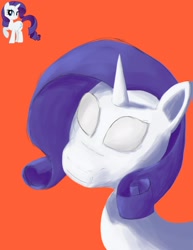 Size: 2136x2761 | Tagged: safe, imported from derpibooru, rarity, pony, unicorn, colored sketch, female, mare, orange background, simple background, solo, thousand yard stare