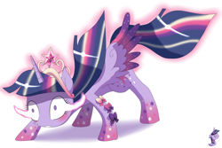 Size: 1280x853 | Tagged: safe, artist:alessia-nin10doh, imported from derpibooru, twilight sparkle, alicorn, pony, saiyan, element of magic, female, jewelry, rainbow power, solo, tiara, twilight sparkle (alicorn)