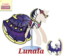 Size: 733x660 | Tagged: safe, artist:ask-nora-the-alicorn, artist:catscat111, artist:catscat112, imported from derpibooru, lunala, clothes, dress, jewelry, mannequin, mlp fashion, pokémon, simple background, tiara, transparent background