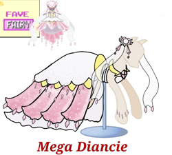 Size: 733x660 | Tagged: safe, artist:ask-nora-the-alicorn, artist:catscat111, artist:catscat112, imported from derpibooru, diancie, clothes, dress, mannequin, mlp fashion, pokémon, simple background, transparent background