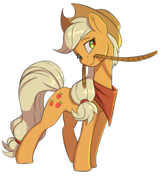 Size: 2687x2891 | Tagged: safe, artist:vistamage, imported from derpibooru, applejack, earth pony, pony, bandana, cowboy hat, female, hat, lasso, mare, mouth hold, rope, simple background, smiling, solo, stetson, transparent background