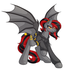 Size: 4425x4273 | Tagged: safe, artist:amazing-artsong, imported from derpibooru, oc, oc only, oc:tomoko tanue, bat pony, pony, fallout equestria, absurd resolution, bat pony oc, clothes, commission, female, hoodie, mare, raised hoof, simple background, solo, transparent background