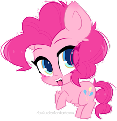 Size: 645x663 | Tagged: safe, artist:riouku, imported from derpibooru, pinkie pie, earth pony, pony, :p, chibi, cute, diapinkes, female, giant head, mare, silly, silly pony, simple background, smiling, solo, tongue out, transparent background