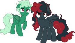 Size: 14929x8684 | Tagged: safe, artist:kojibiose, imported from derpibooru, oc, oc only, oc:bleeding heart, oc:malestrom, bat pony, pegasus, pony, absurd resolution, female, mare, simple background, transparent background