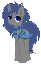 Size: 876x1389 | Tagged: safe, artist:afuna, imported from derpibooru, oc, oc only, oc:midnight feathers, bat pony, pony, bat pony oc, clothes, console, feather, female, mare, scarf, screen, simple background, solo, standing, transparent wings, white background