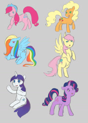 Size: 1000x1398 | Tagged: safe, artist:guiltyp, imported from derpibooru, applejack, fluttershy, pinkie pie, rainbow dash, rarity, twilight sparkle, pony, mane six, palette swap, recolor