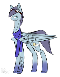 Size: 2265x2935 | Tagged: safe, artist:midnightdream123, imported from derpibooru, oc, oc only, pegasus, pony, clothes, goggles, high res, long neck, male, scarf, simple background, solo, stallion, transparent background