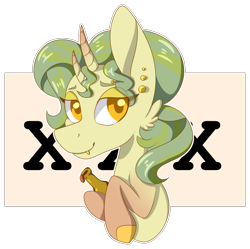 Size: 1331x1324 | Tagged: safe, artist:liamsartworld, imported from derpibooru, oc, oc only, oc:sunrum, pony, abstract background, bust, multiple horns, piercing, solo, transparent background